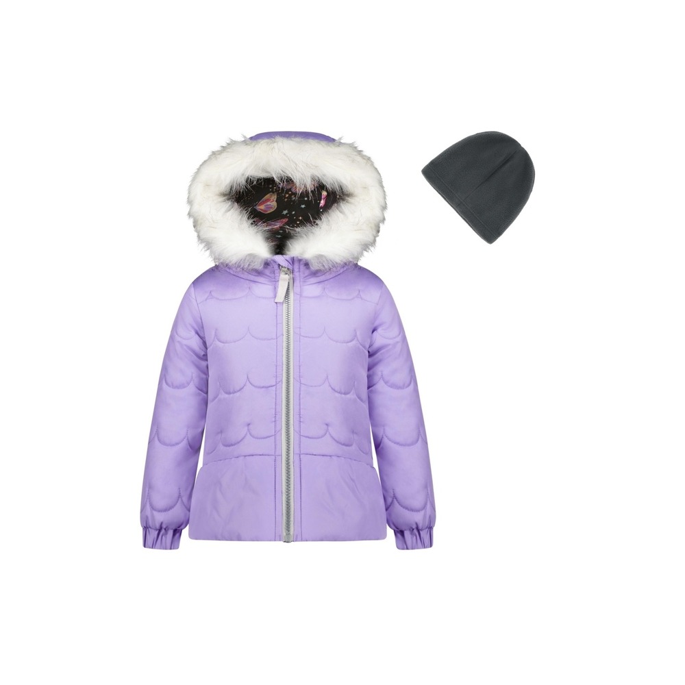 Weathertamer Toddler Girls Bubble Coat and Beanie 2 Piece Set - Purple - Size 4T